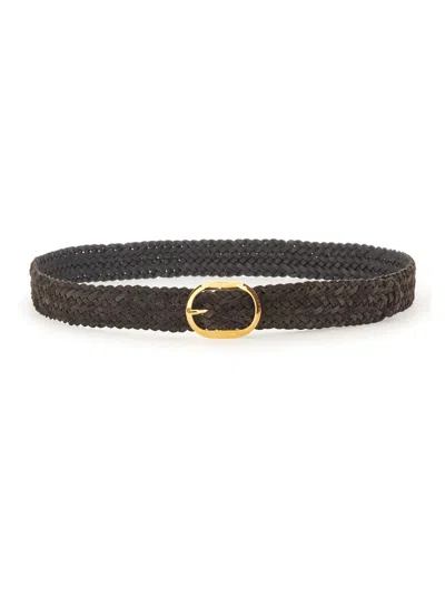 Tom Ford Men Woven Leather Belt In Brown