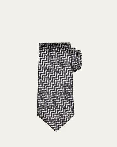 Tom Ford Men's Woven Mulberry Silk Tie In Black Mult