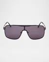 Tom Ford Zappa Sunglasses In Shiny Black Logosmoke Lenses