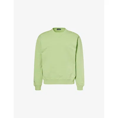 Tom Ford Mens Aquamarine Relaxed-fit Crew-neck Cotton Sweatshirt In Green