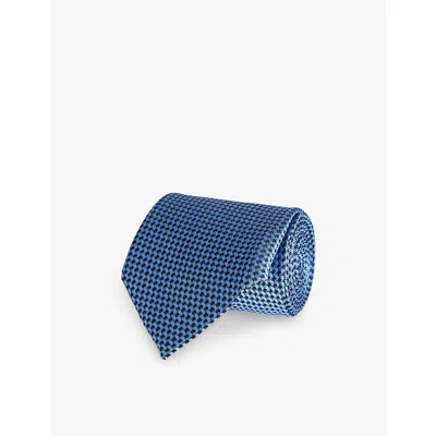 Tom Ford Mens Azure Blue Diamond-woven Silk Tie