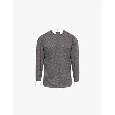 Tom Ford Mens Black&white Classic Printed Long-sleeve Cotton Shirt In Gray