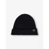 Tom Ford Mens Black Branded-tab Ribbed Cashmere Beanie Hat In Black