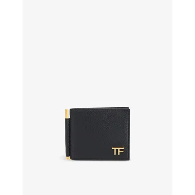 Tom Ford Mens Black Clip Leather Wallet