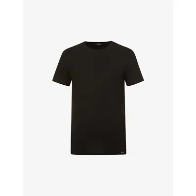 TOM FORD MENS BLACK CREWNECK REGULAR-FIT STRETCH-COTTON T-SHIRT XS