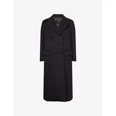 Tom Ford Mens Black Double-breasted Officer Wool Coat