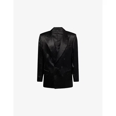 Tom Ford Mens Black Jacquard Double-breasted Silk-blend Jacket