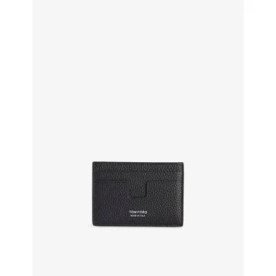 Tom Ford Mens Black Logo Clip Leather Card Holder