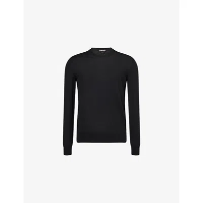 Tom Ford Mens Black Long-sleeve Crew-neck Wool Knitted Jumper