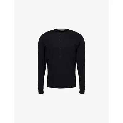 Tom Ford Mens Ribbed Long-sleeve Stretch-cotton Top Black