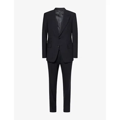 Tom Ford Mens Black Shelton Single-breasted Wool-blend Suit