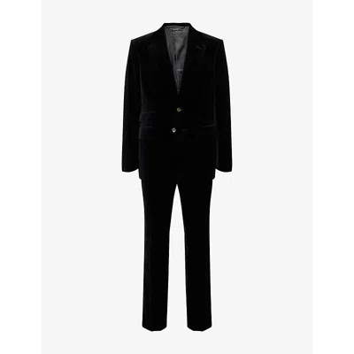 Tom Ford Mens Black Shelton Tailored-fit Velvet Suit