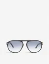 Tom Ford Mens Black Shiny Jacob Aviator Sunglasses In Black Shiny