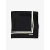 Tom Ford Logo-print Striped Silk Scarf In Black