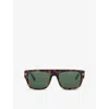 Tom Ford Tortoiseshell Square-frame Sunglasses In Green