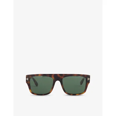 TOM FORD MENS BLONDE HAVANA /GREEN DUNNING-02 SQUARE ACETATE SUNGLASSES
