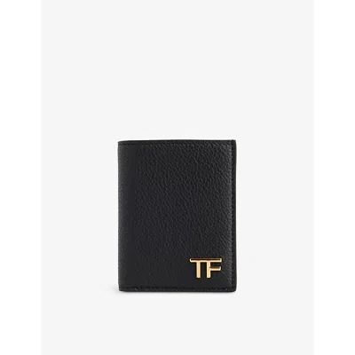 Tom Ford Mens Brand-plaque Leather Card Holder Black