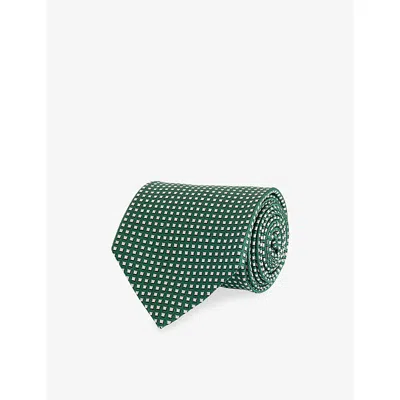 Tom Ford Mens Bright Green Check-print Textured Silk Tie