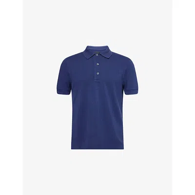 Tom Ford Mens Short-sleeve Lyocell-cotton Piquet Polo Shirt Bright Navy In Blue