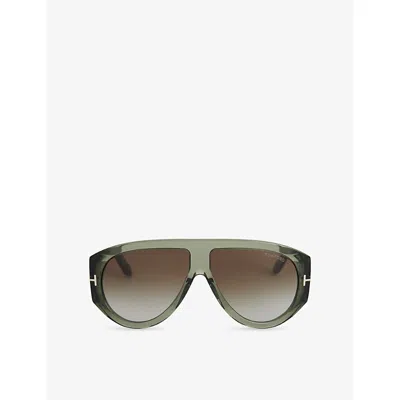 Tom Ford Mens Bronson Pilot Acetate Sunglasses Light Green In Multi