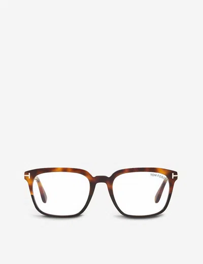 Tom Ford Ft5626-b Acetate Rectangle-frame Eyeglasses In Brown