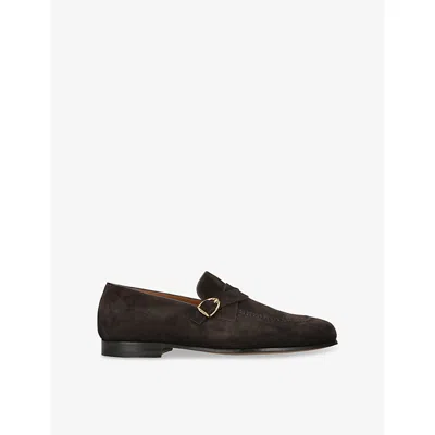Tom Ford Mens Brown Side-buckle Suede Loafers Eur 42 / 8 Uk
