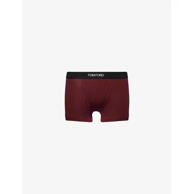 TOM FORD MENS BURGUNDY BRANDED-WAISTBAND COTTON-STRETCH BOXER BRIEFS