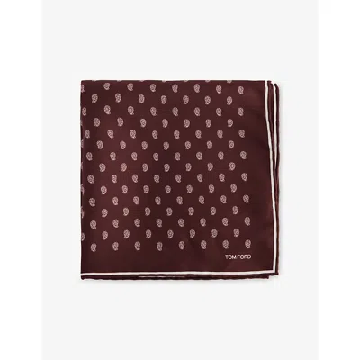 Tom Ford Mens Burgundy Polka-dot Silk Pocket Square In Red