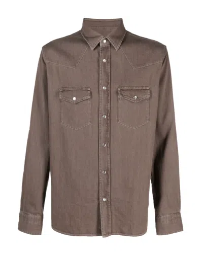 Tom Ford Pointed-collar Press-stud Cotton Shirt In Multi