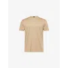 Tom Ford Military Green Crewneck T-shirt With Tf Embroidery In Lyocell And Cotton Blend Man