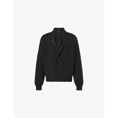 Tom Ford Mens Charcoal Grey V-neck Cashmere And Wool Blend Shawl Cardigan In Gray