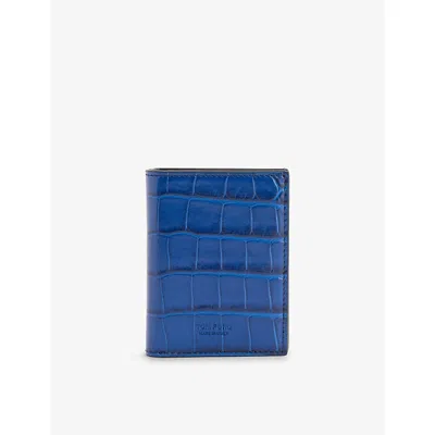 Tom Ford Mens Classic Leather Card Holder Royal Blu In Royal Blue