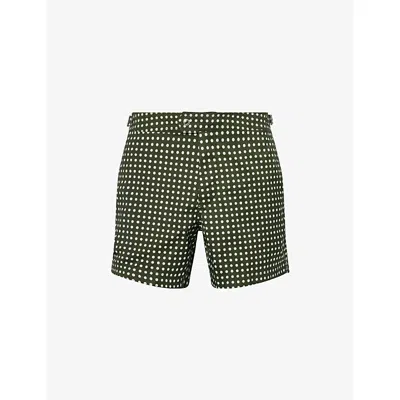 Tom Ford Mens Combo Green Polka-dot Print Mid-rise Swim Shorts