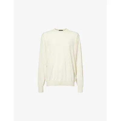 Tom Ford Mens Cream White Crew-neck Fine-knit Cashmere Jumper