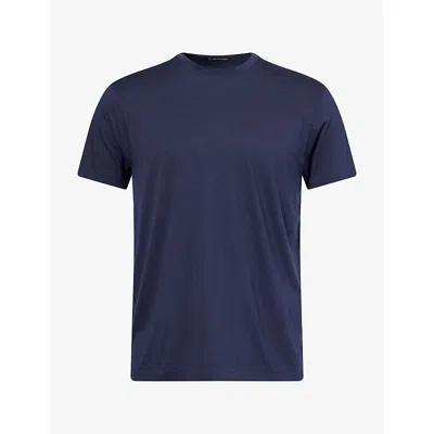 Tom Ford Mens Crew-neck Lyocell And Cotton T-shirt Ocean Cavern In Blue