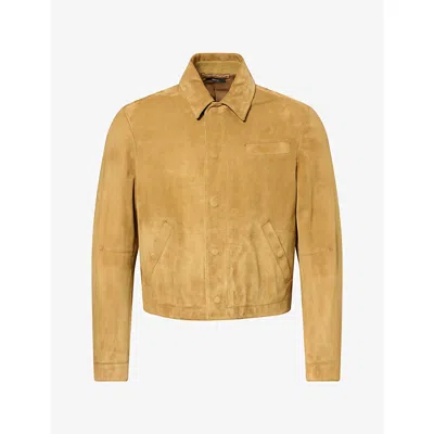 Tom Ford Mens Cumin Collared Brushed Suede Jacket In Brown