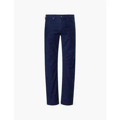 Tom Ford Mens  Moleskin Straight-leg Cotton-blend Trousers In Blue