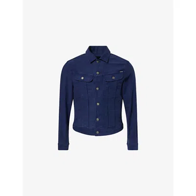 Tom Ford Mens  Soft Regular-fit Cotton-blend Jacket In Blue