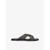 Tom Ford Mens Preston Crossover-strap Leather Sandals Dark Brow In Dark Brown