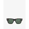 Tom Ford Mens Tf1284 52n Marlon Square-frame Tortoiseshell Acetate Sunglasses Dark Havana /green In Black