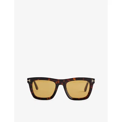 Tom Ford Mens Dark Havana Lelio Square-frame Acetate Sunglasses In Neutral