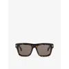 Tom Ford Mens Tf1284 52n Marlon Square-frame Tortoiseshell Acetate Sunglasses Dark Havana /smoke In Black
