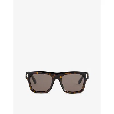 Tom Ford Mens Tf1284 52n Marlon Square-frame Tortoiseshell Acetate Sunglasses Dark Havana /smoke In Black