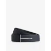 Tom Ford Dark Brown Reversible Textured Silver Buckle Belt In Black