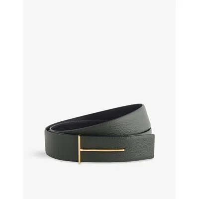 Tom Ford T-buckle Reversible Belt In Green