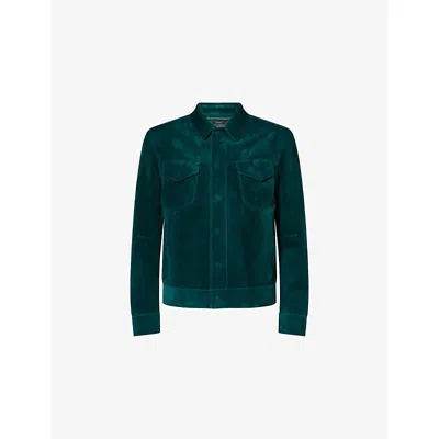 Tom Ford Mens Emerald Western Collared Suede Jacket In Green