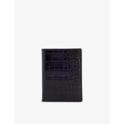 Tom Ford Mens Espresso Croc-embossed Bi-fold Leather Card Holder In Brown