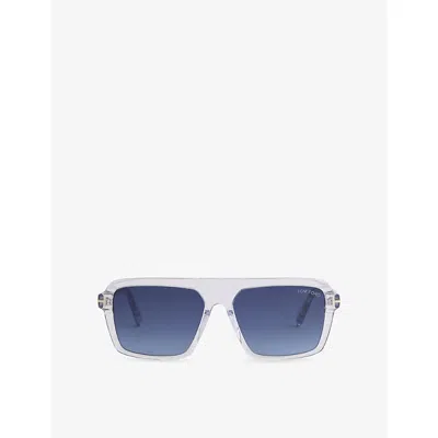 Tom Ford Mens Ft1204 Stavros Pilot-frame Metal Sunglasses Shiny Black In Gray