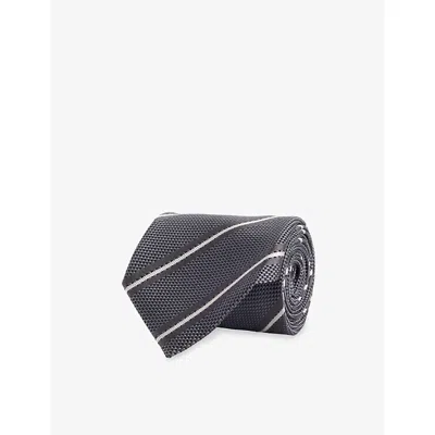 Tom Ford Mens Grey Regimental Graphic-pattern Silk Tie In Gray