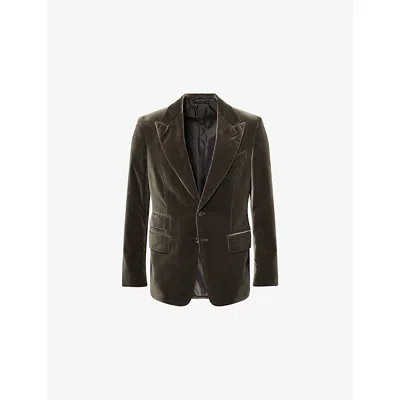 Tom Ford Mens Grey. Shelton Notched-lapels Velvet Jacket In Gray